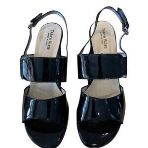 Taryn Rose patent leather black. 3” heels. Toe snd arch strap sling strap 39.5.‎